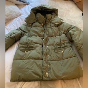 Olive Green Puffer Coat - J Crew - S